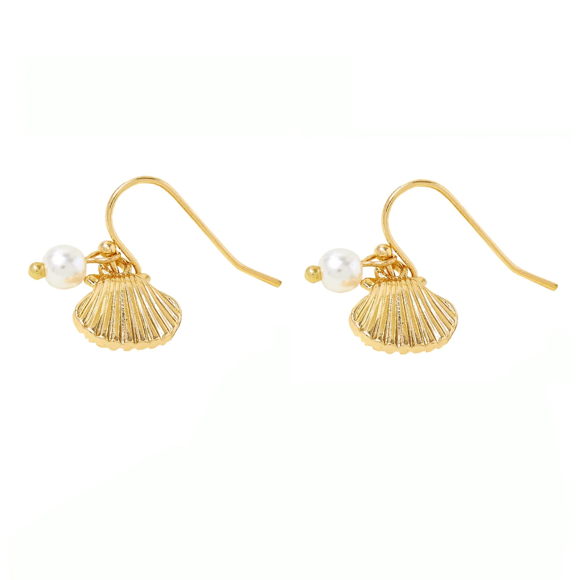 Accessorize London Women's Gold Pearly Shell Drop Earrings