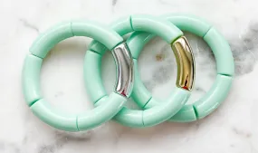 Acrylic Bamboo Bangle Bracelet Mint Green