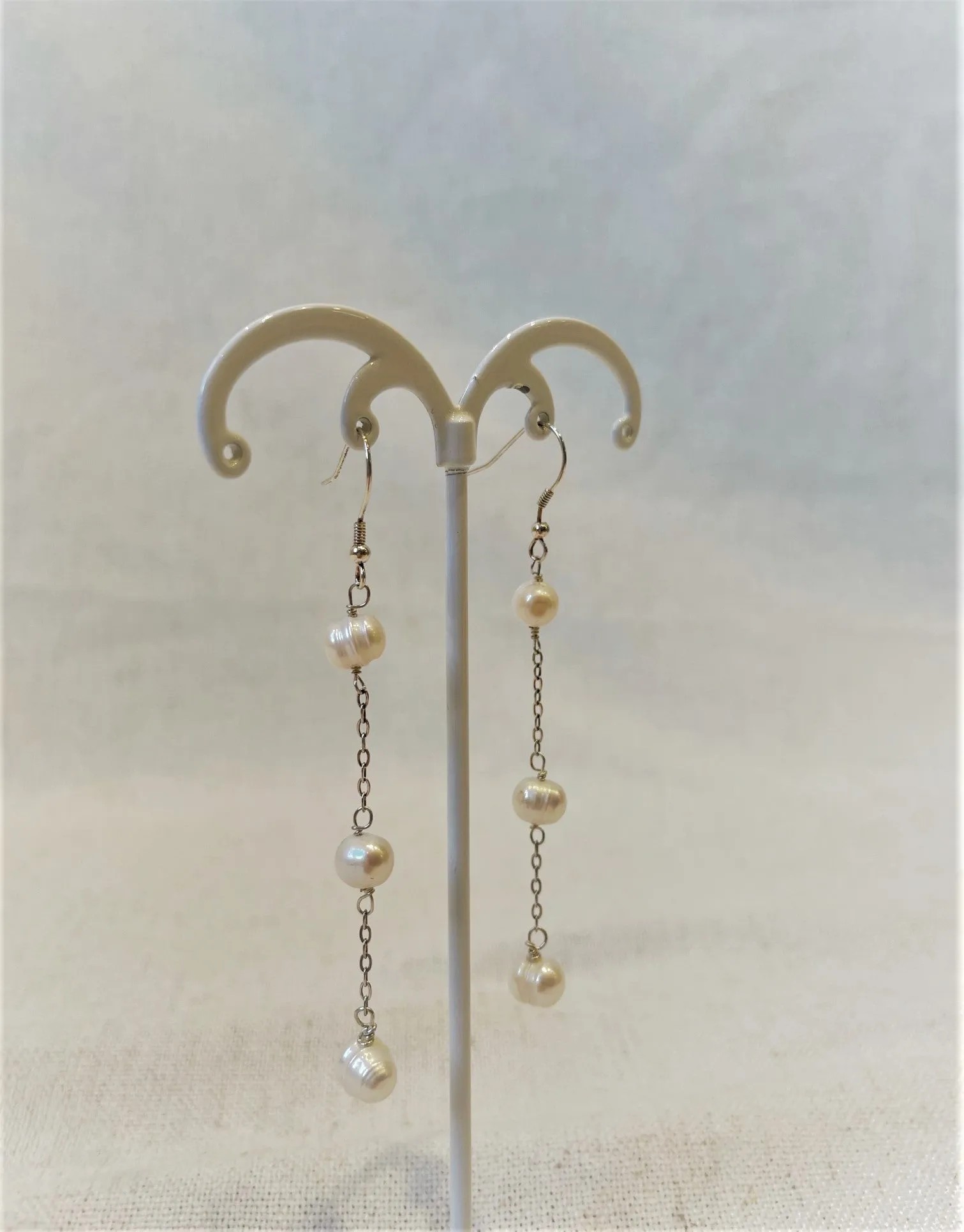 Alice Rose Jewellery - Drop 3 Pearl Earrings