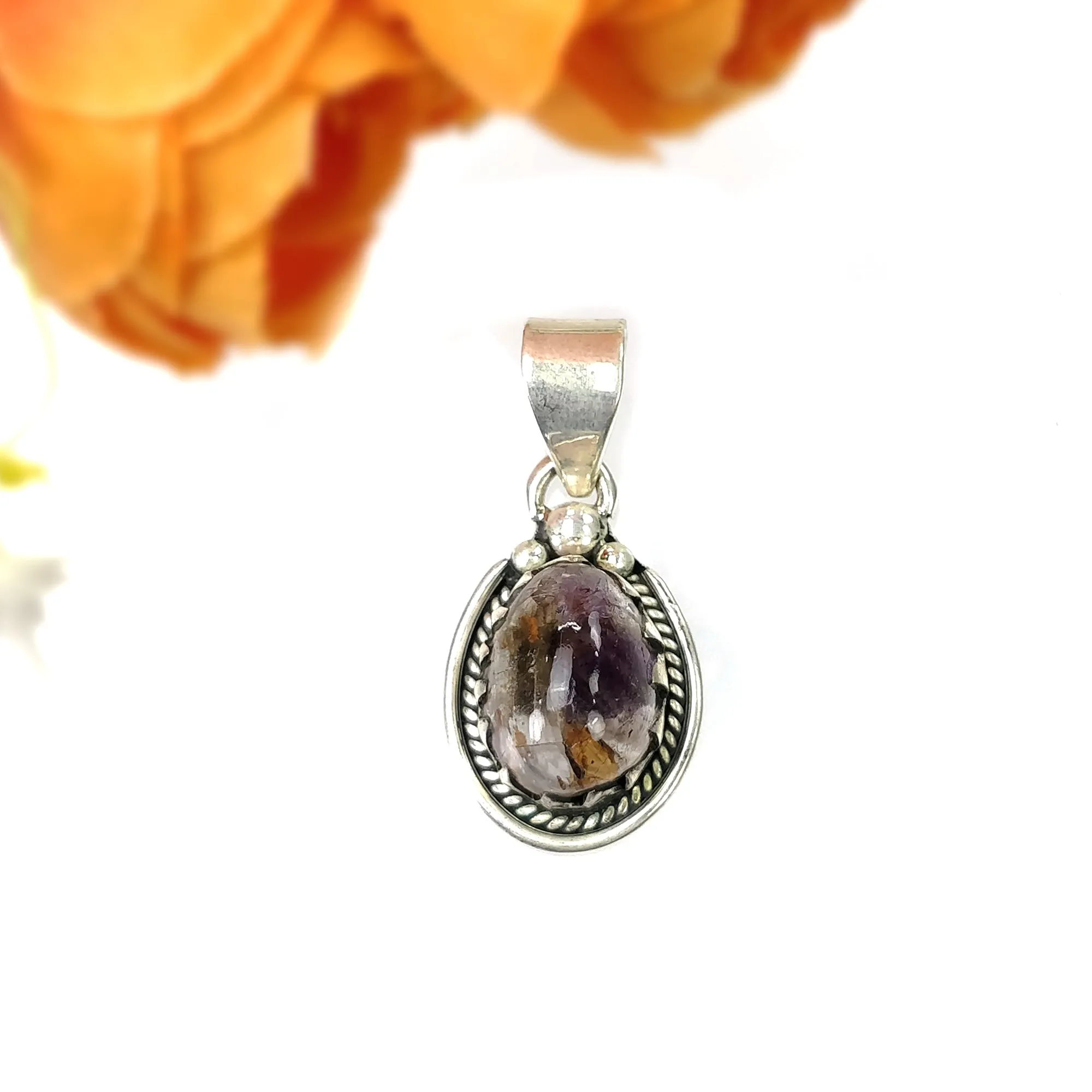 AMETHYST Gemstone 925 Sterling Silver Pendant : 5.09gms Natural Untreated Purple Amethyst Cabochon Bezel Set Pendant 1.25"