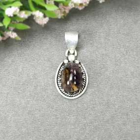 AMETHYST Gemstone 925 Sterling Silver Pendant : 5.09gms Natural Untreated Purple Amethyst Cabochon Bezel Set Pendant 1.25"