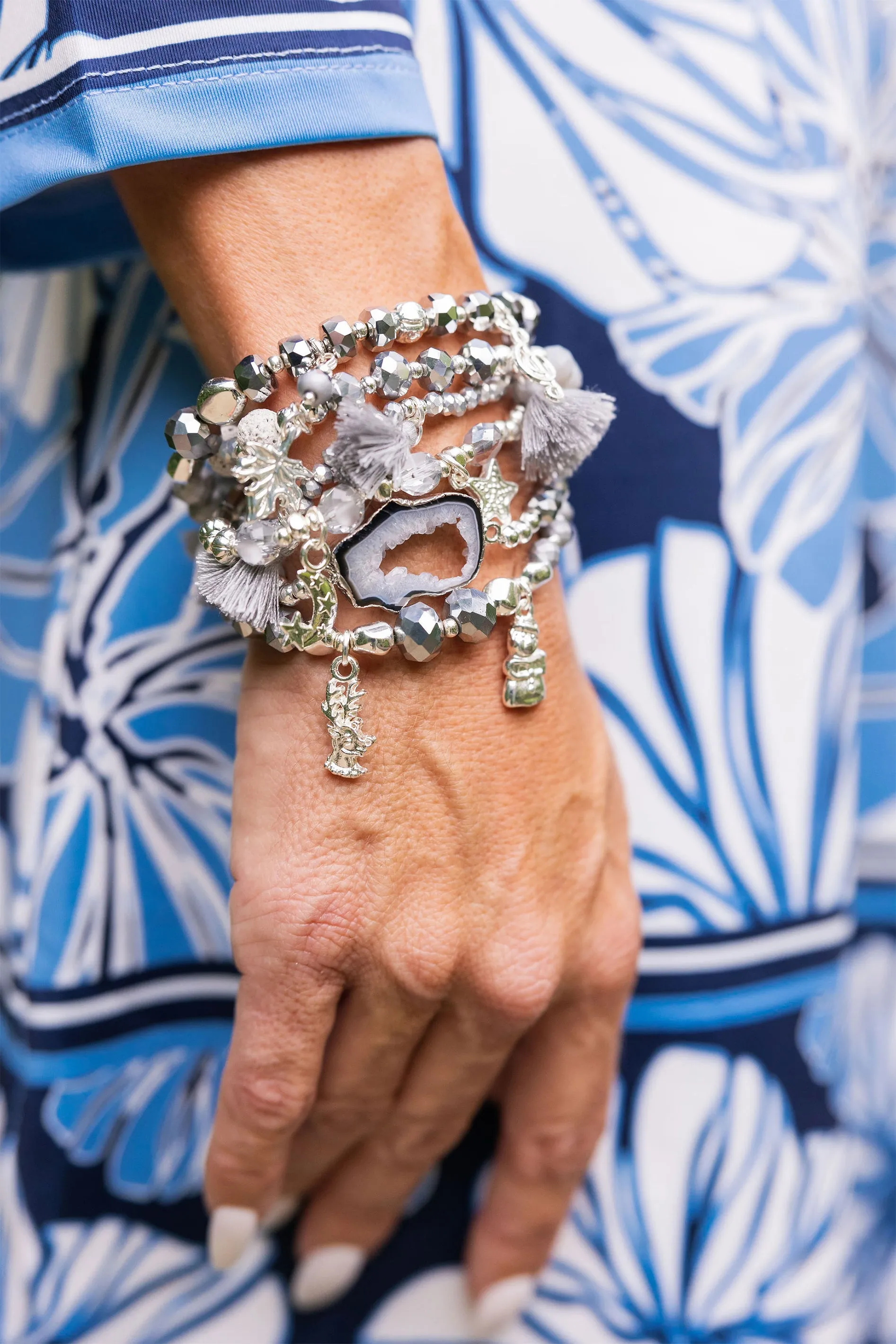 Andaman Bracelet Set Silver Lava