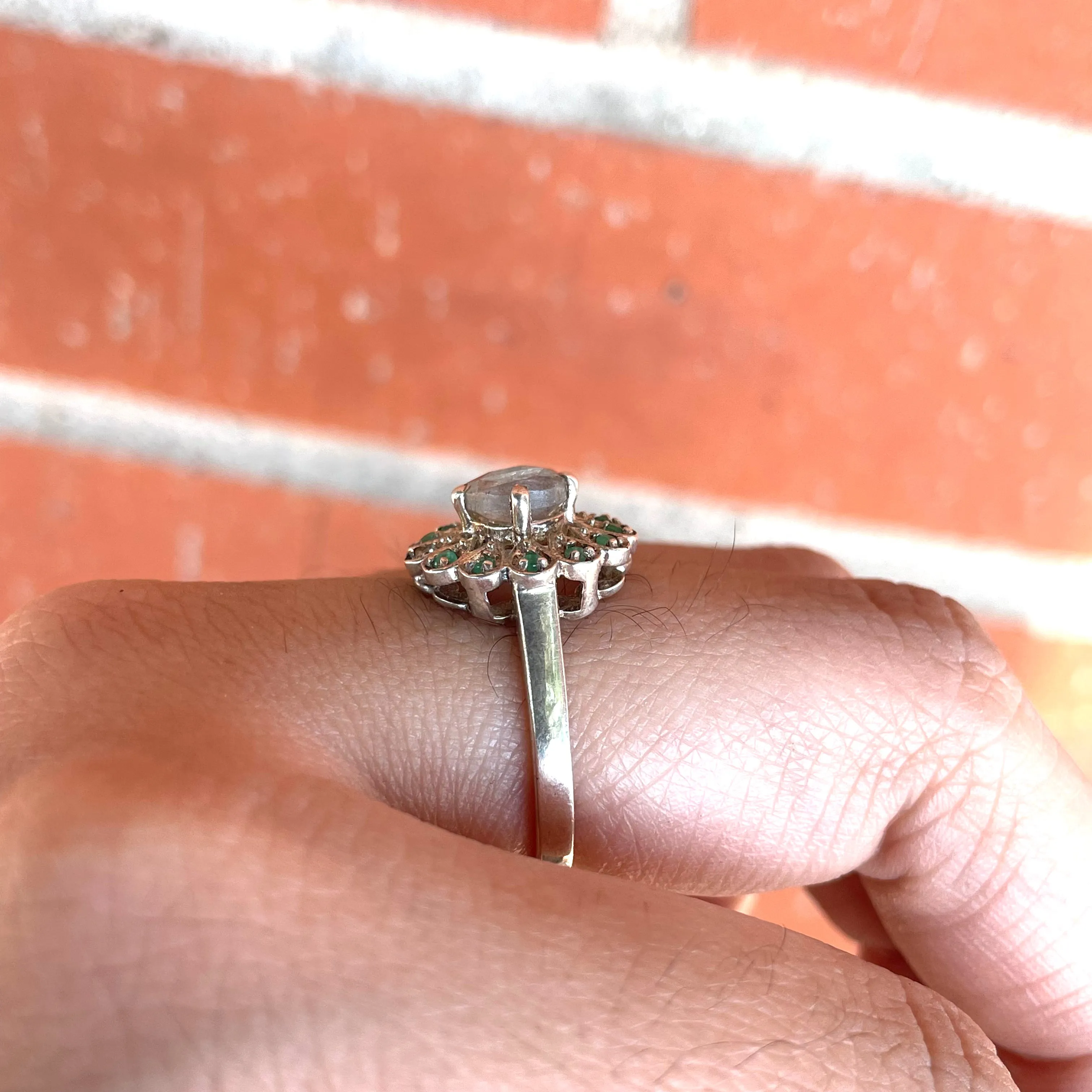 Aqua Floral Delicate Statement Ring