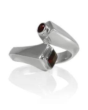 Art Deco Swirl Ring Garnet