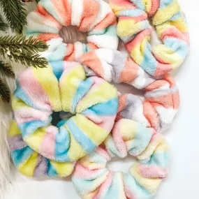 Assorted Set of Two Rainbow Sherbet Plush Scrunchies