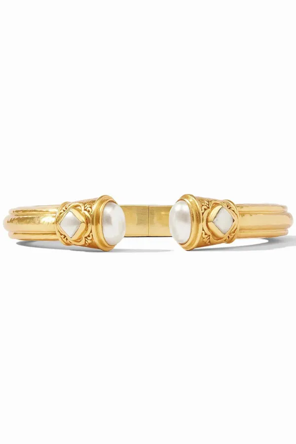 Julie Vos Astor Demi Cuff Bracelet - Elegant Gold with Pearl Accents