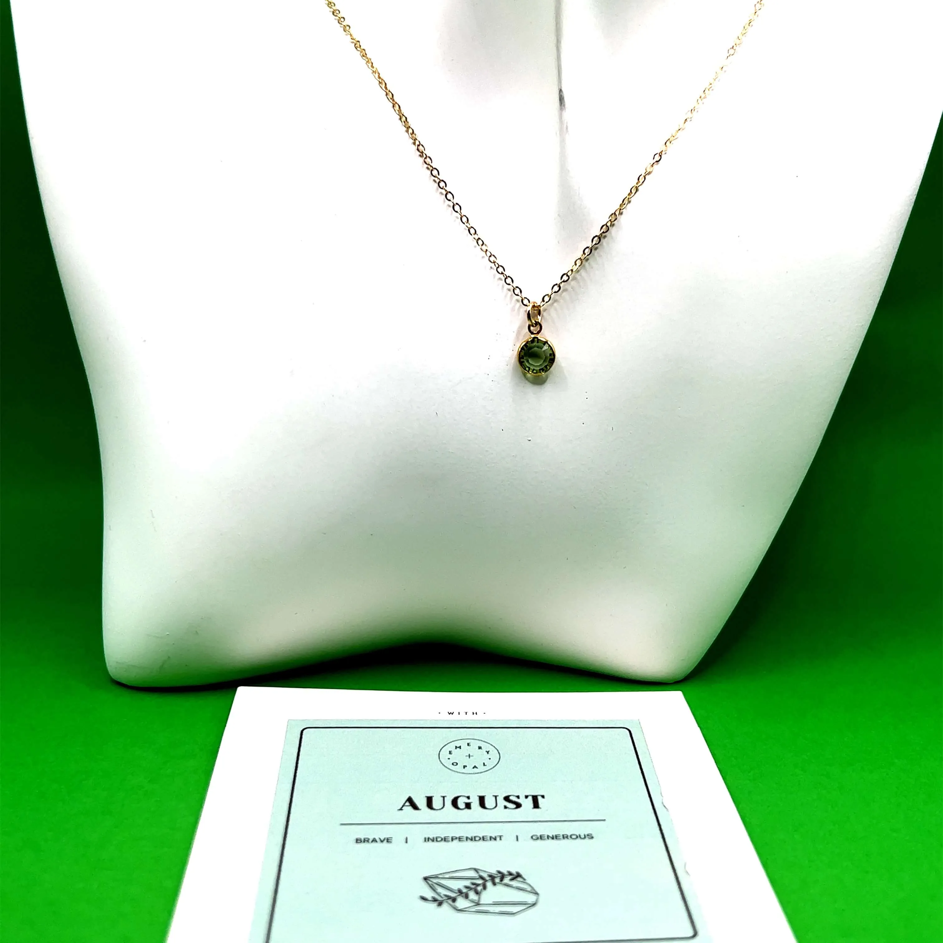 August Swarovski Birthstone Necklace - 14k Gold-Filled