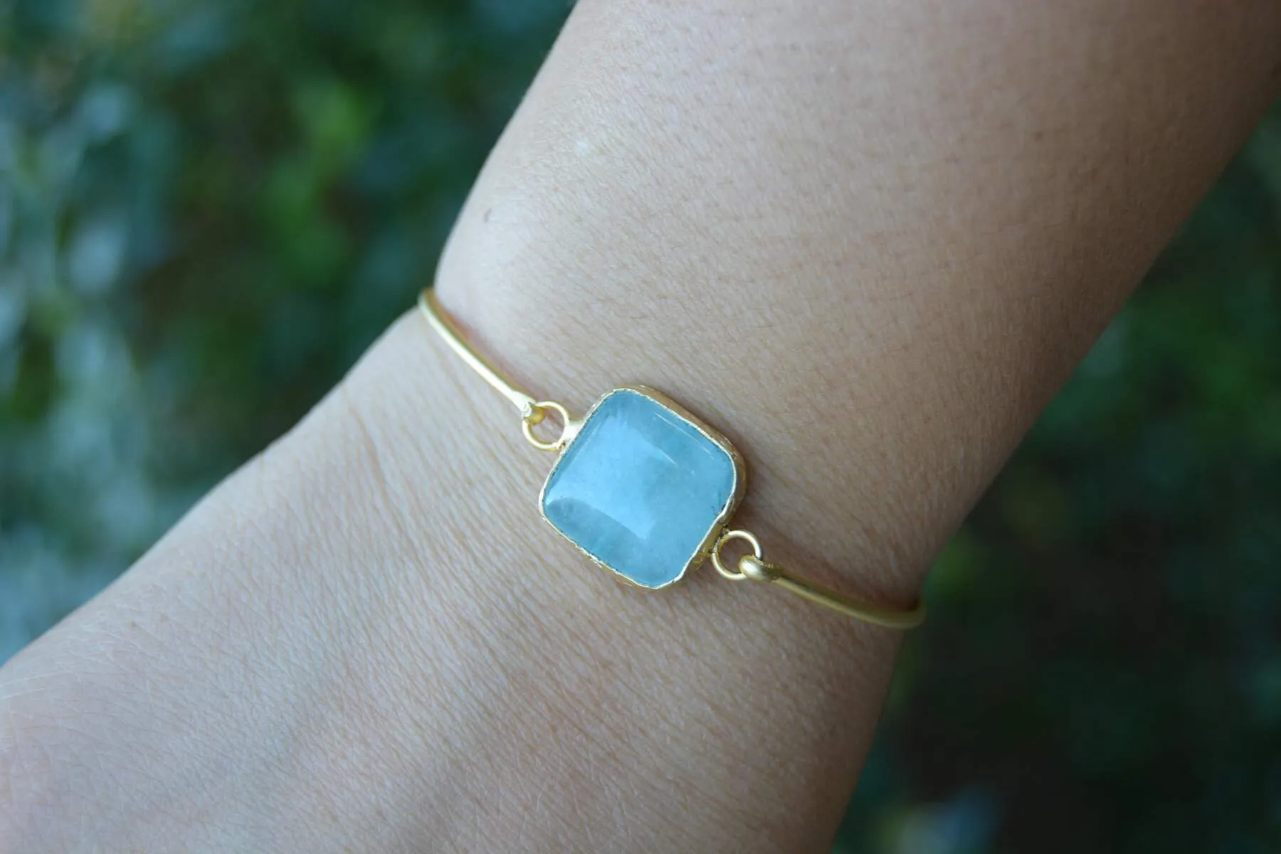 Aventurine Natural Stone Design Gold Plated Women's Bracelet