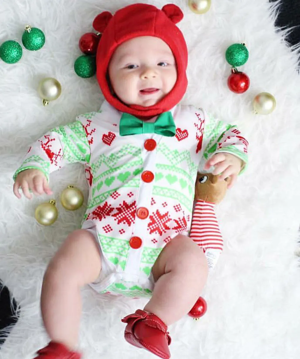 Baby Boy Valentines Day Love Cardigan Bodysuit with Red Bow Tie