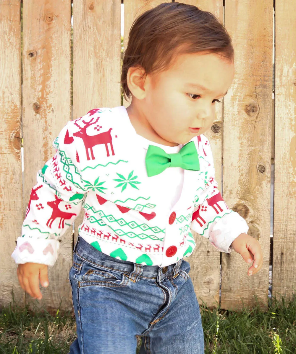 Baby Boy Valentines Day Love Cardigan Bodysuit with Red Bow Tie