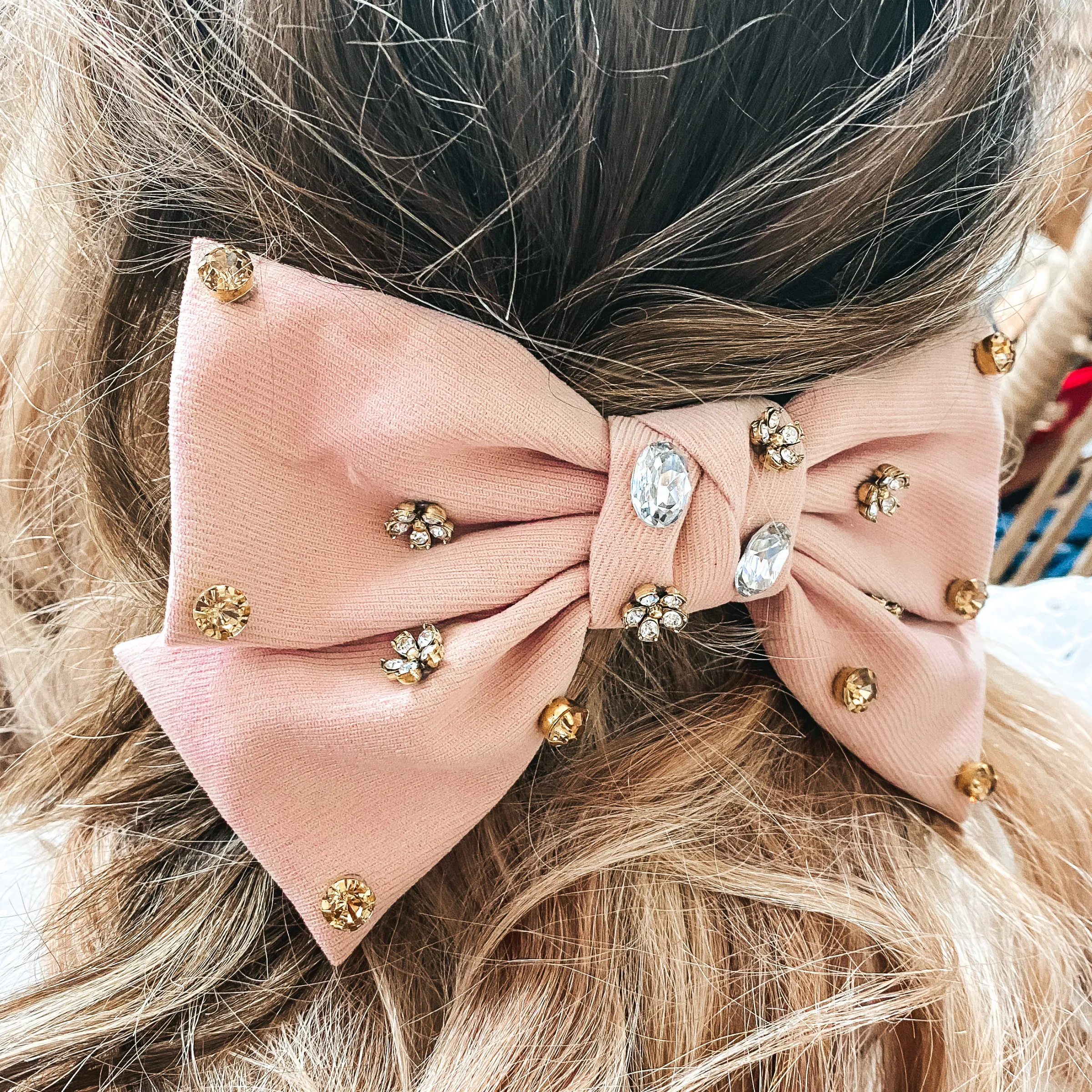 Back to School Bow in Dusty Pink