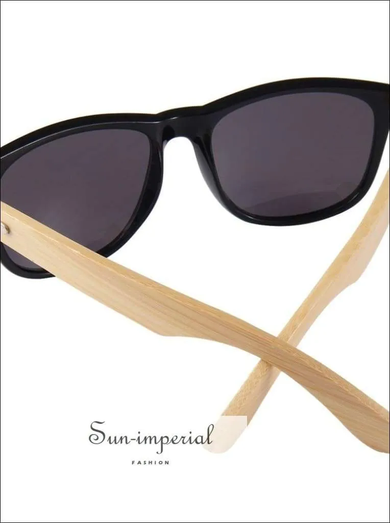 Bamboo Sunglasses Unisex Travel Sunglasses Vintage Wooden Leg Fashion Eyeglasses - Black Frame Gray