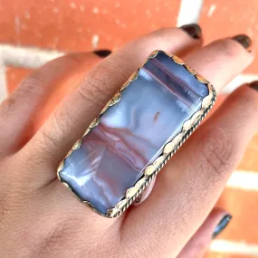 Banded Agate Rectangular Statement Ring