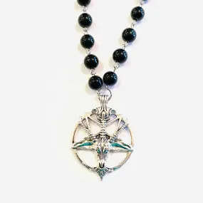 Baphomet Pentagram Rosary Bead Choker Necklace