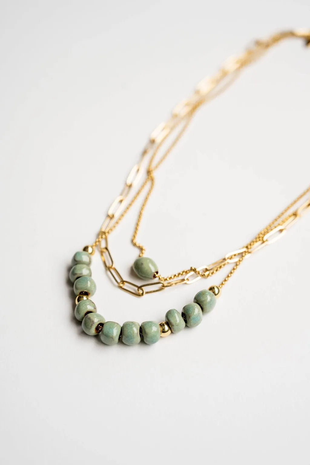 Bel Koz Elongated Clay Bead Layered Necklace