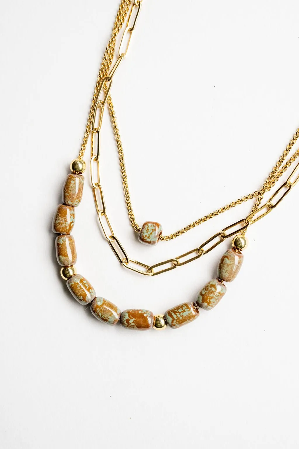 Bel Koz Elongated Clay Bead Layered Necklace