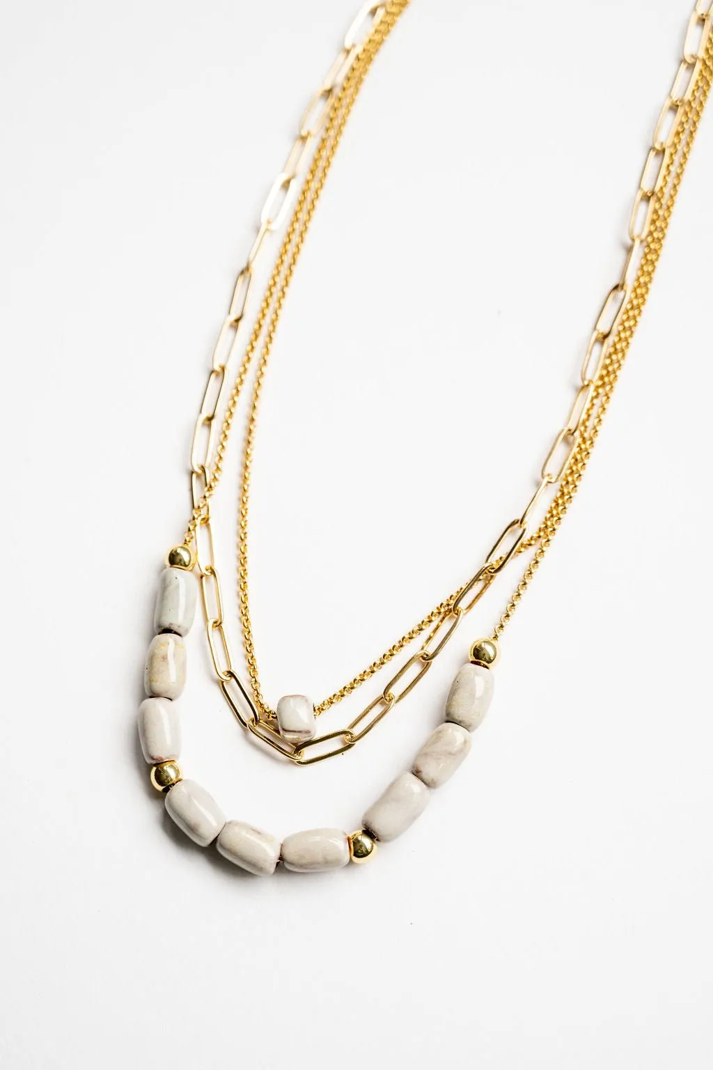 Bel Koz Elongated Clay Bead Layered Necklace