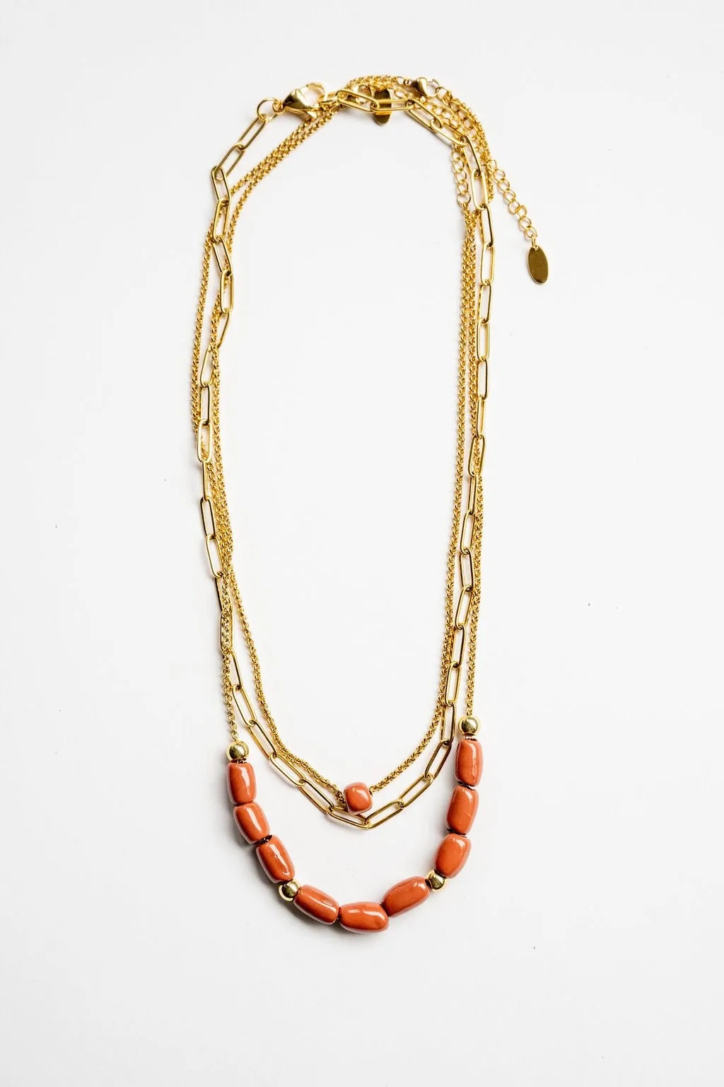 Bel Koz Elongated Clay Bead Layered Necklace