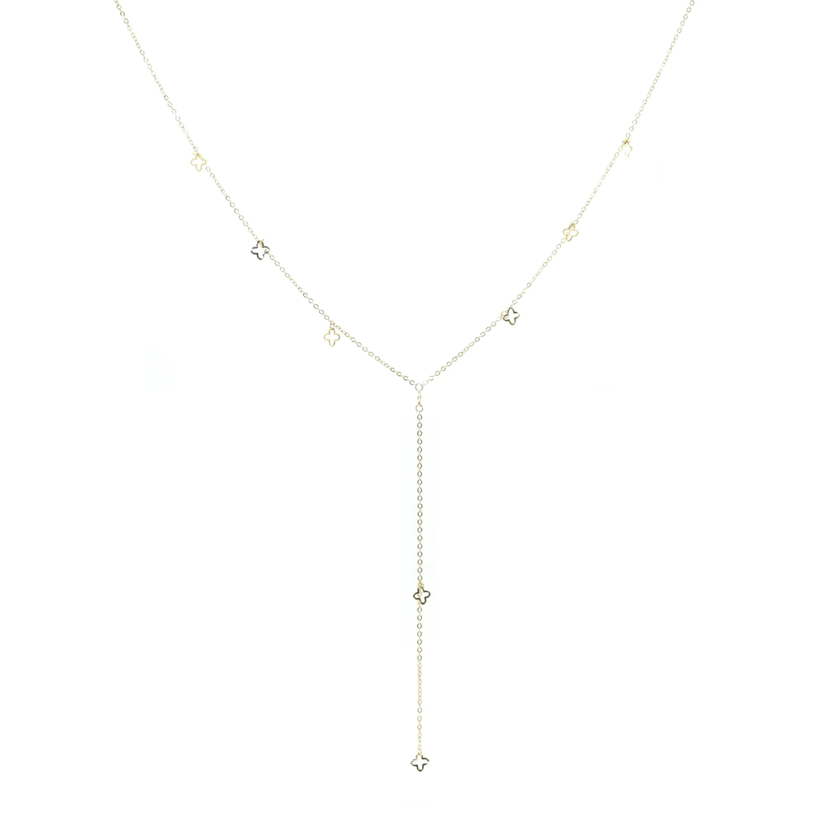 Beth Multi Cross Y Drop Gold Necklace