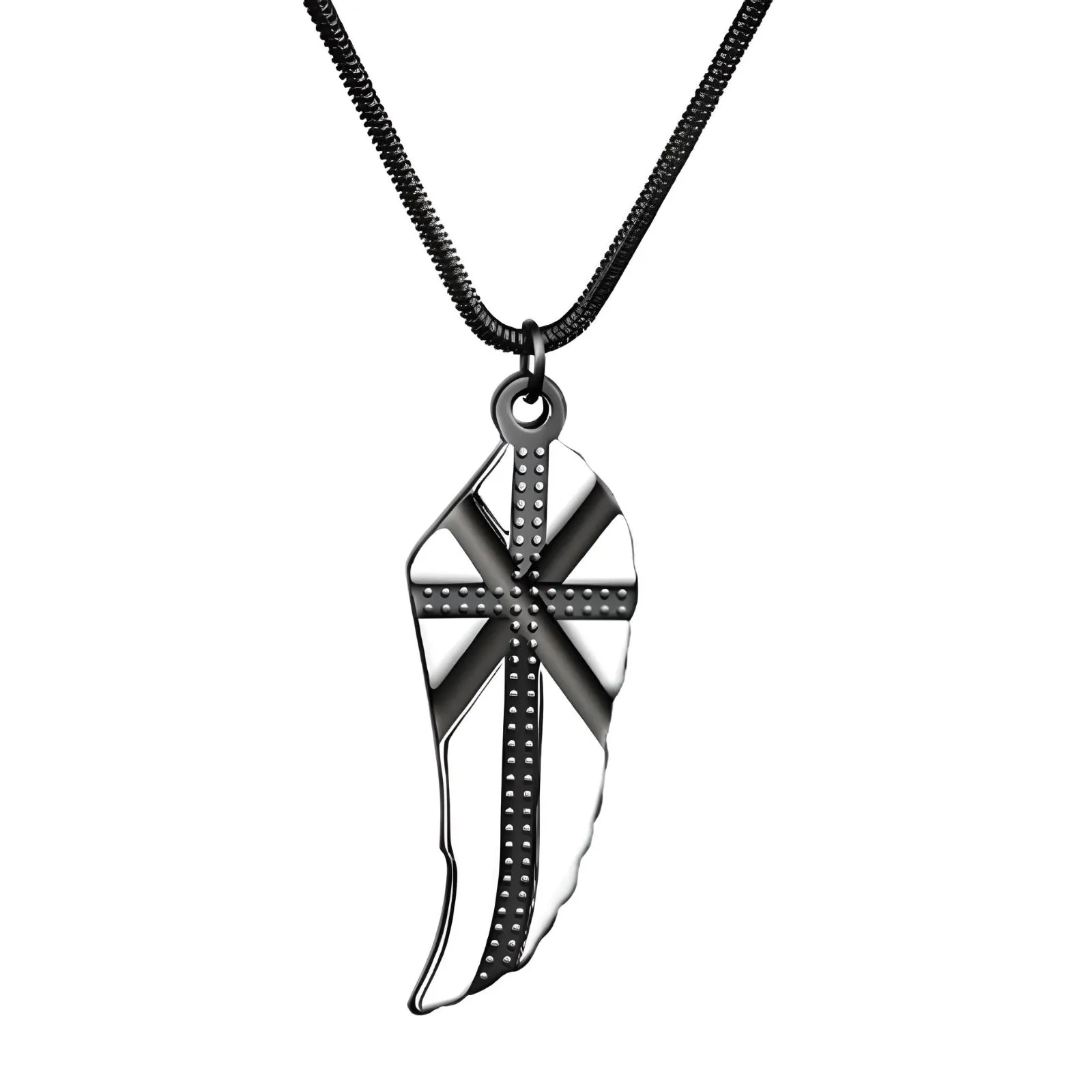 Black Tungsten Carbide Cross Pendant with Snake Chain Necklace