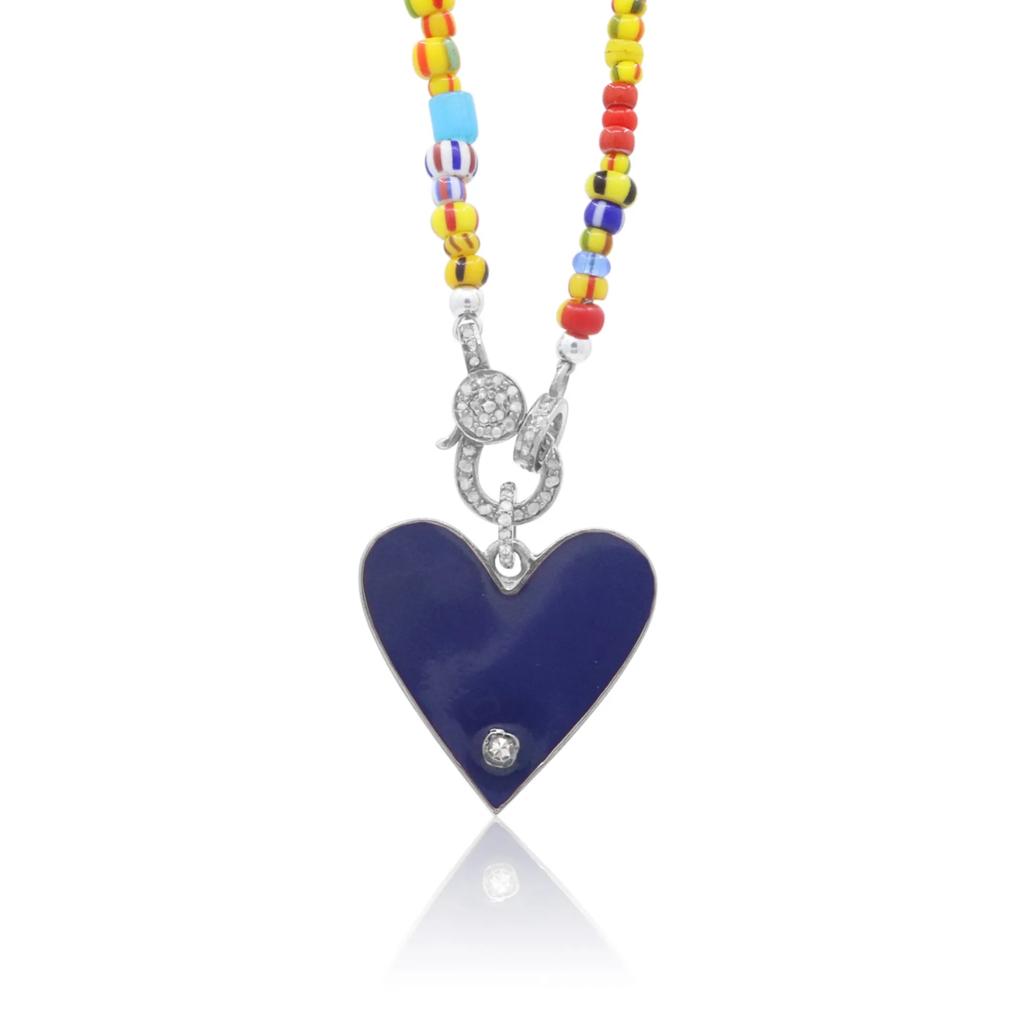 Blue Enamel Heart Pendant