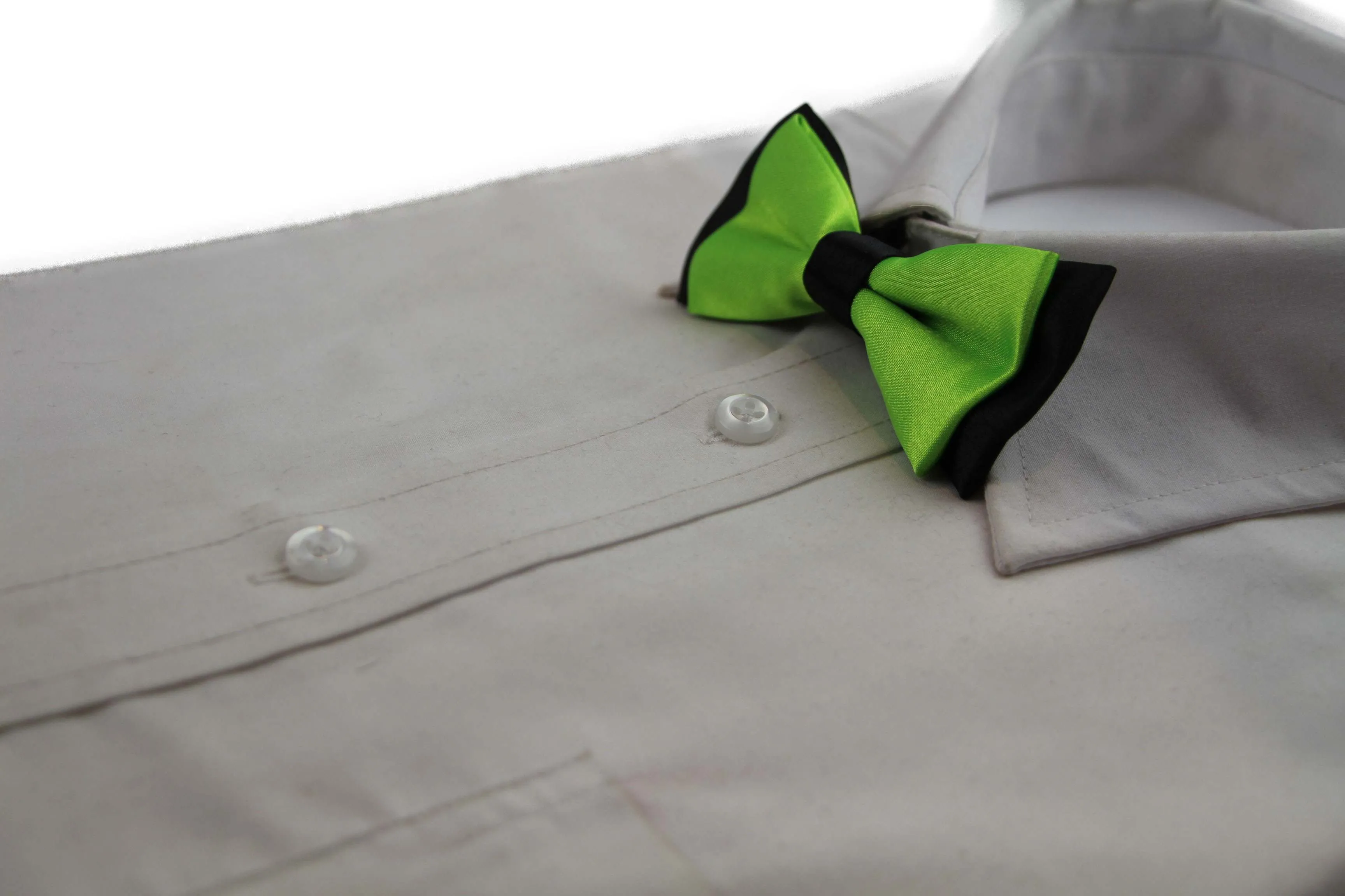 Boys Fluro Green Two Tone Layer Bow Tie