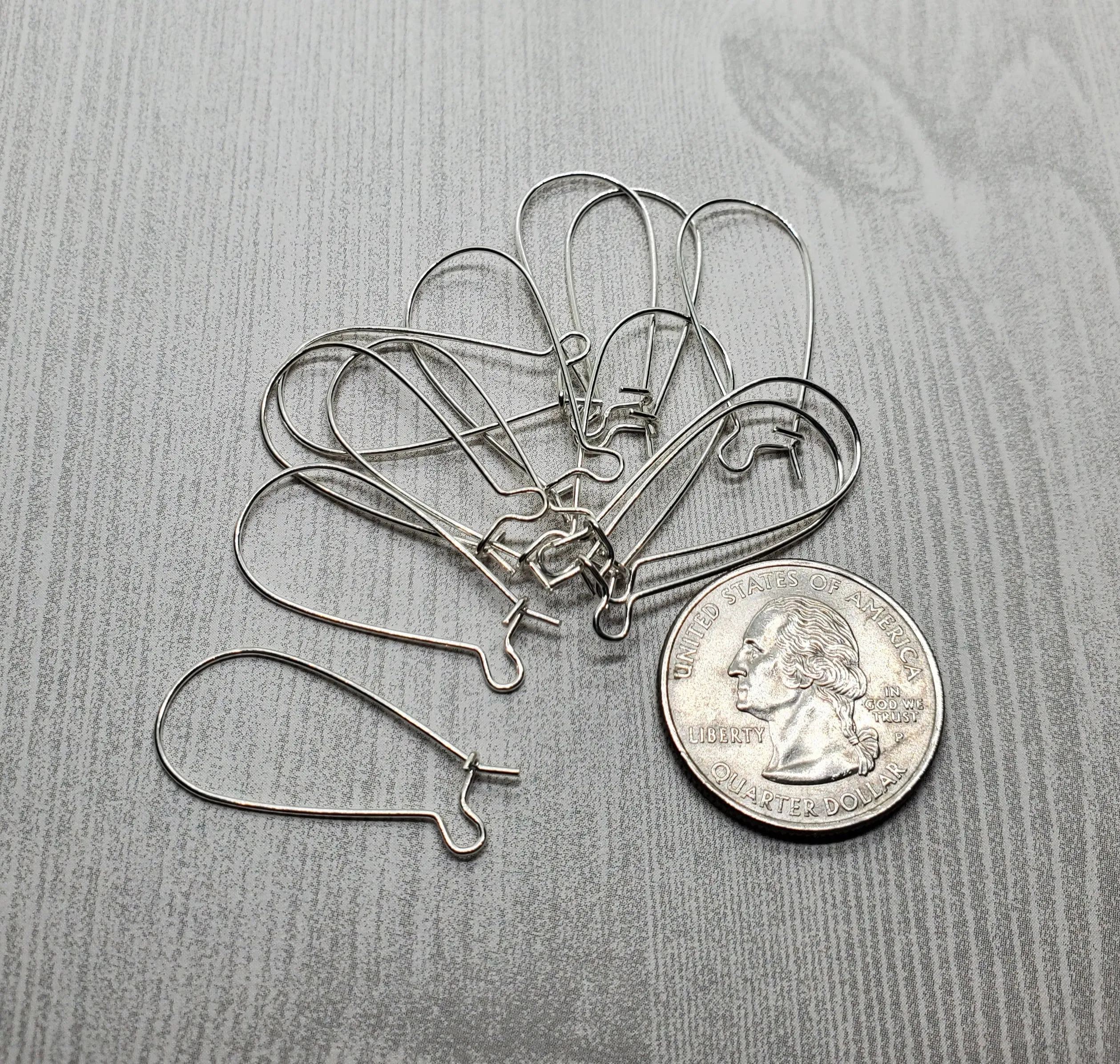 Bright Silver Kidney Ear Wires (12) - L1161