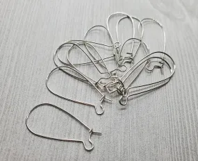 Bright Silver Kidney Ear Wires (12) - L1161