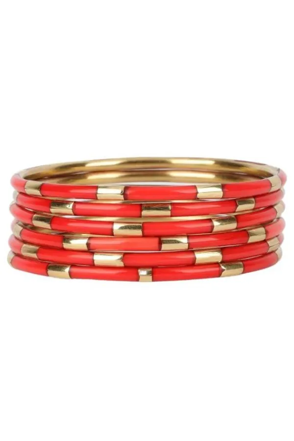 Budhagirl Veda Bangles - Coral (Set of 6)