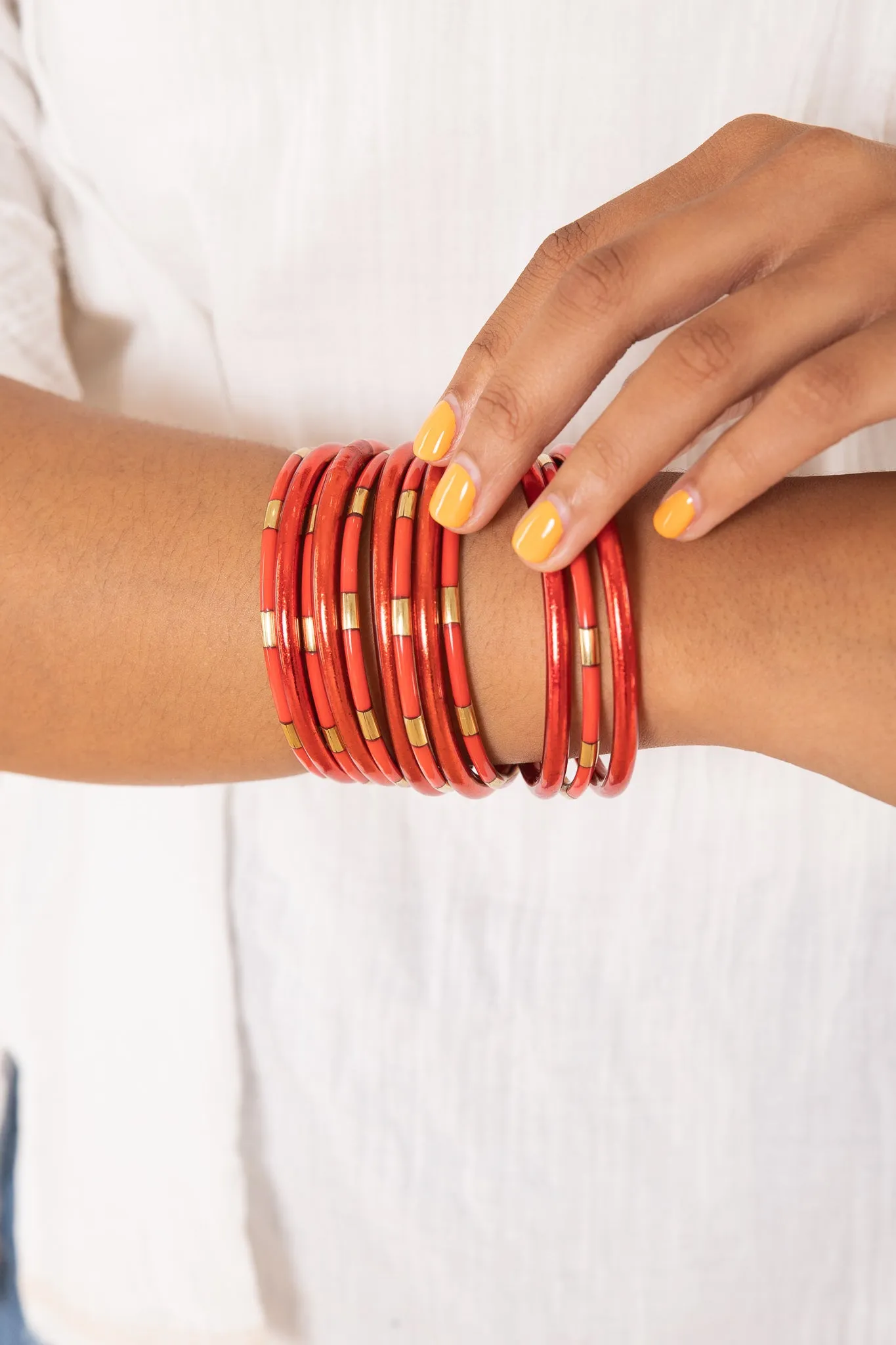 Budhagirl Veda Bangles - Coral (Set of 6)