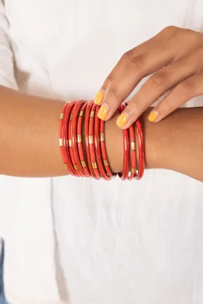 Budhagirl Veda Bangles - Coral (Set of 6)