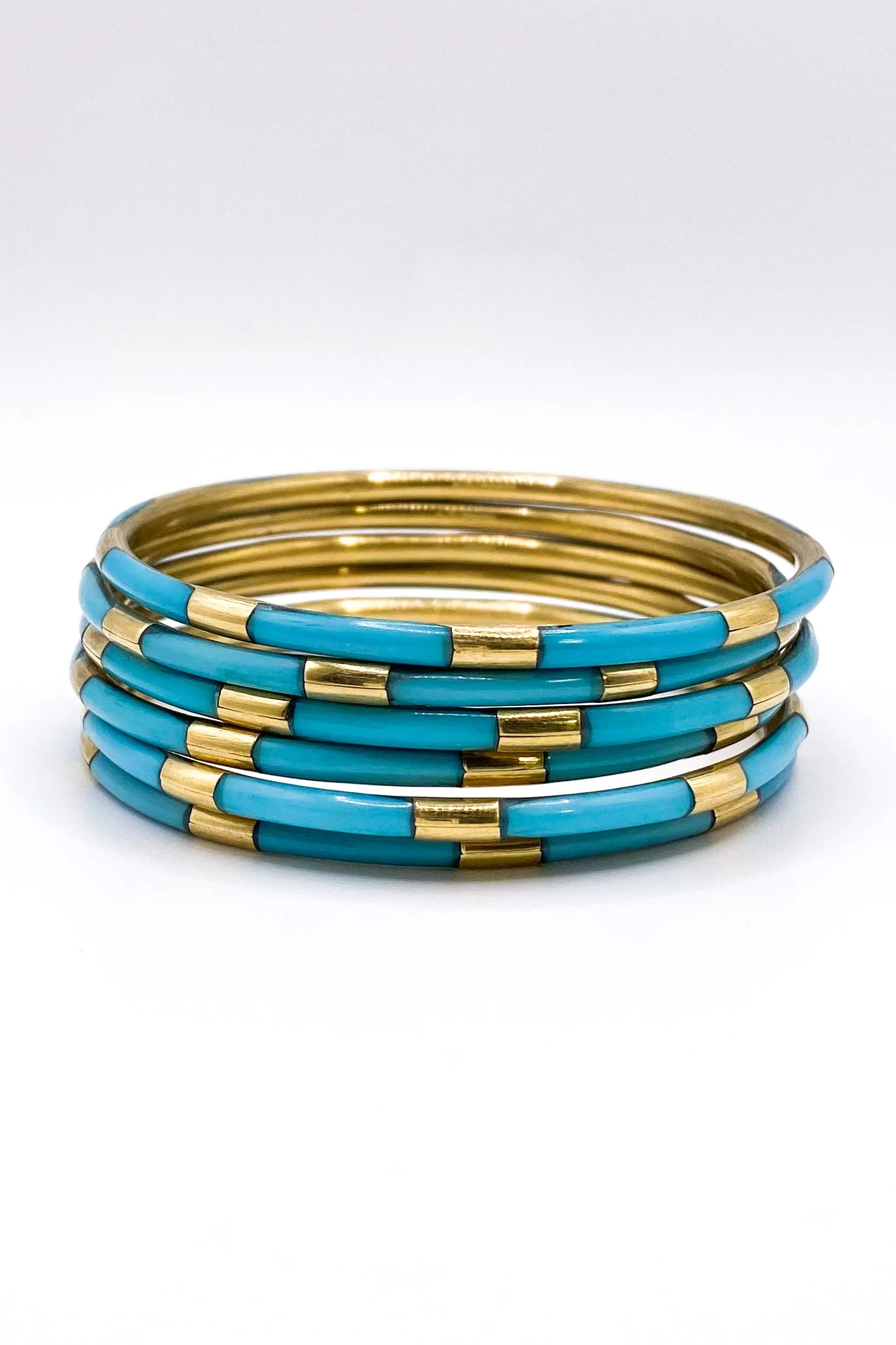 Budhagirl Veda Bangles - Turquoise (Set of 6)