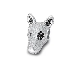 Bull Terrier Rhinestone Charm 925 Sterling Silver