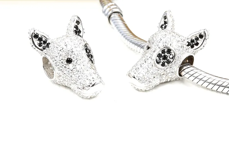 Bull Terrier Rhinestone Charm 925 Sterling Silver