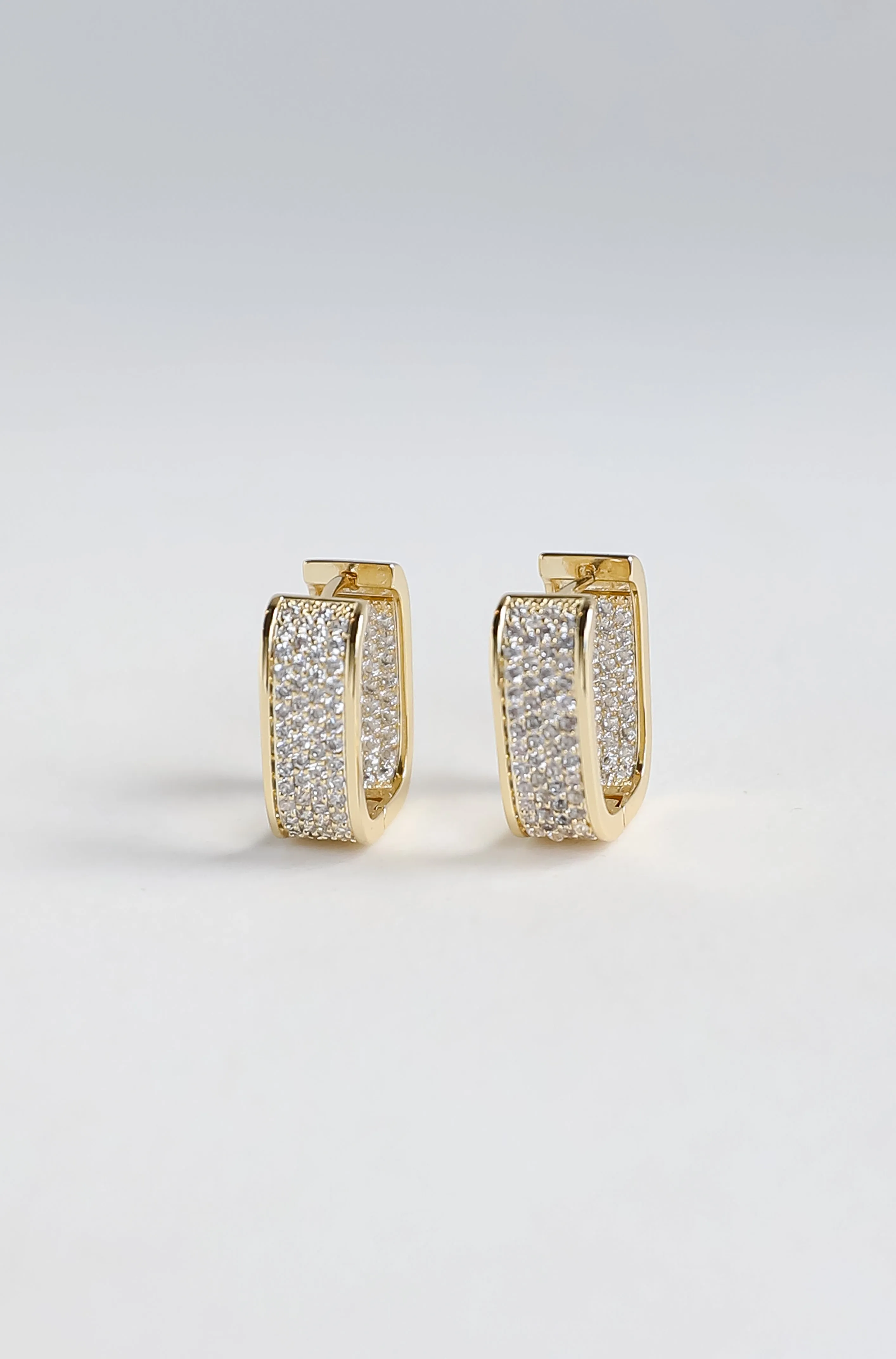 Camille Gold Rhinestone Square Hoop Earrings