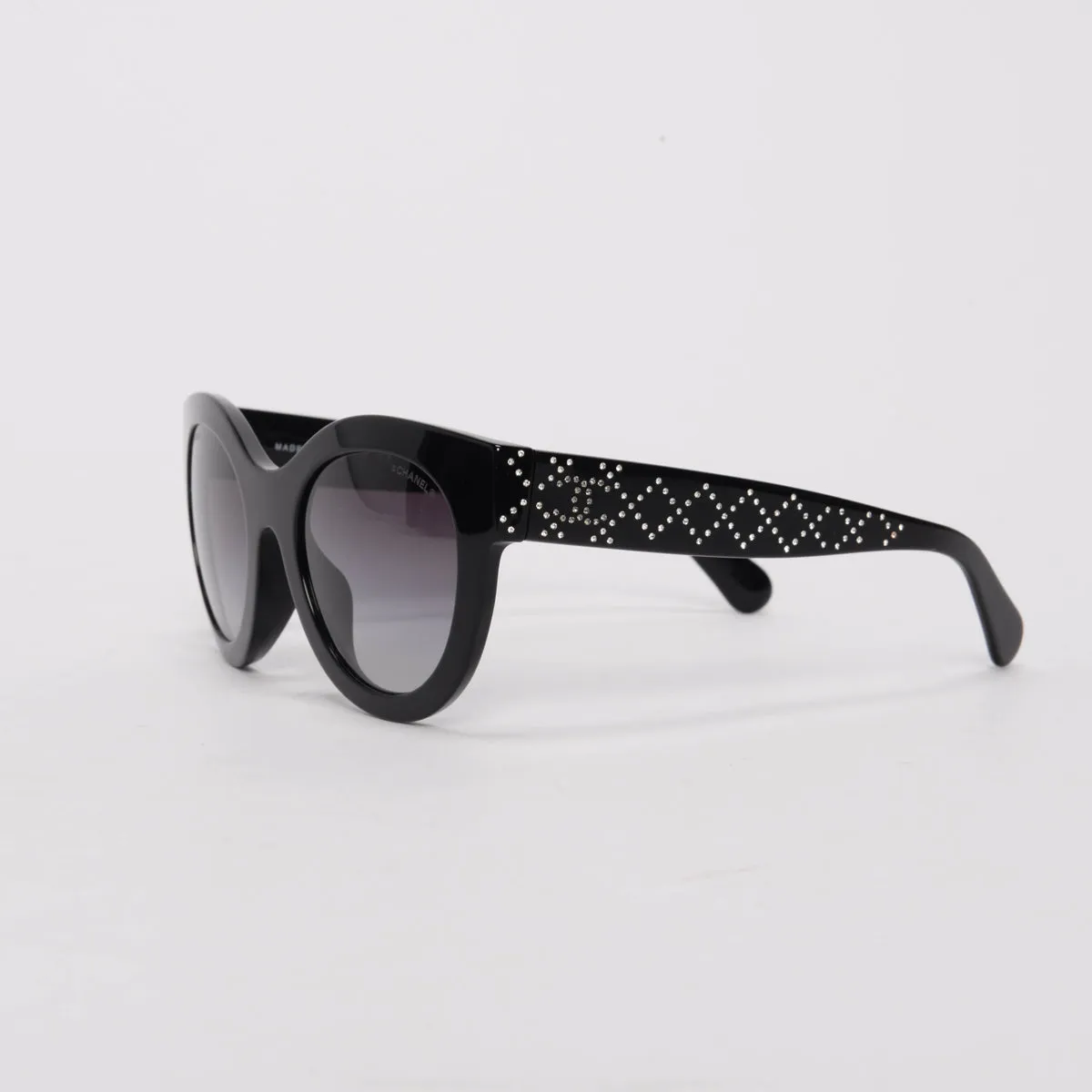 Chanel Black Diamonte Quilted Arm Sunglasses