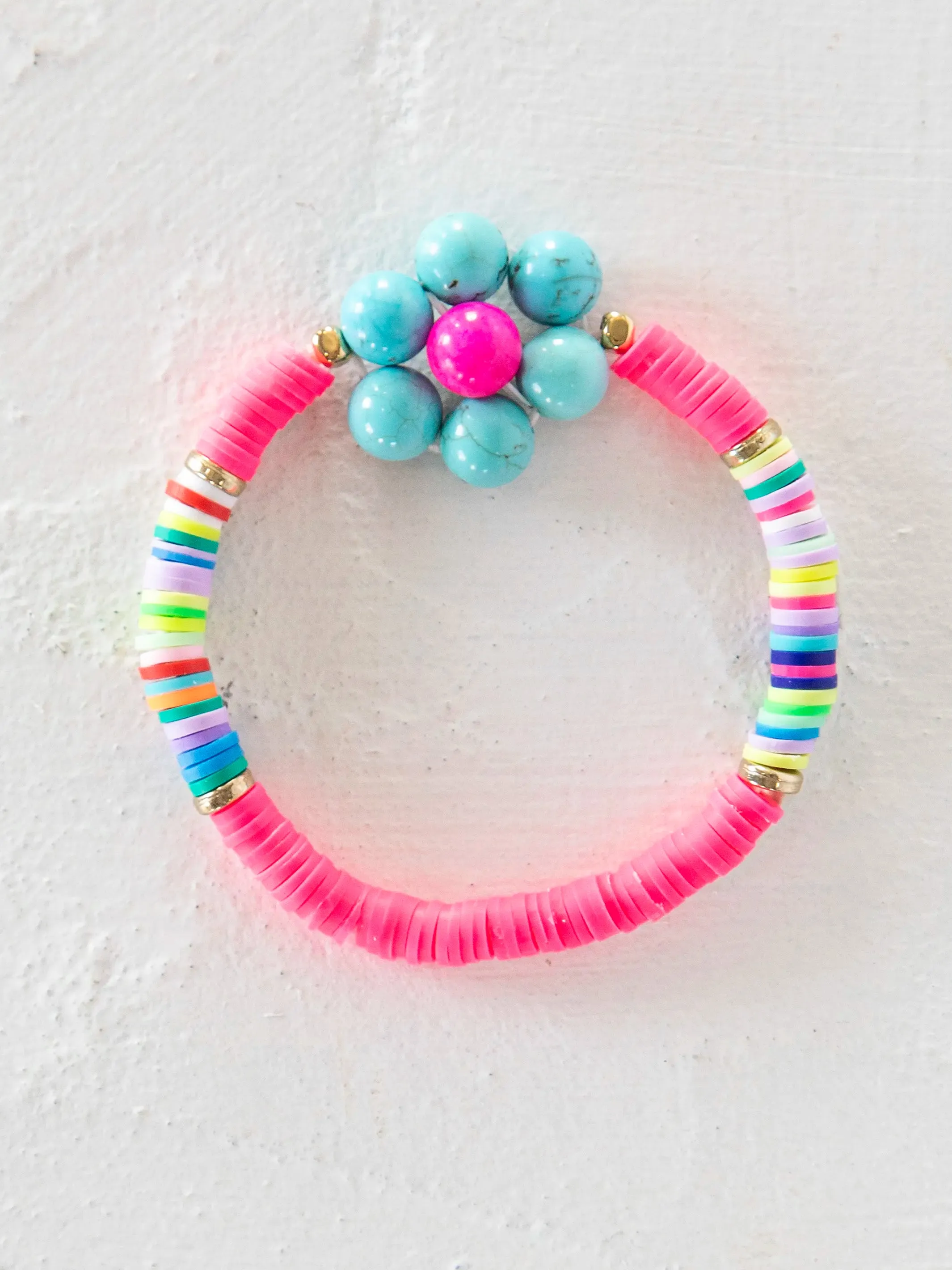 Chunky Daisy Bracelet - Hot Pink