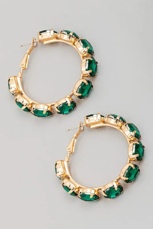 Chunky Rhinestone Hoop Earring