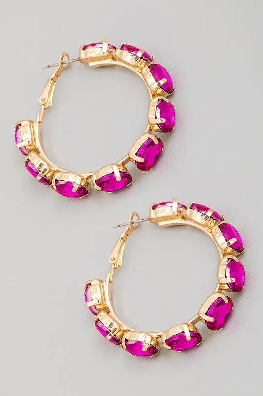 Chunky Rhinestone Hoop Earring