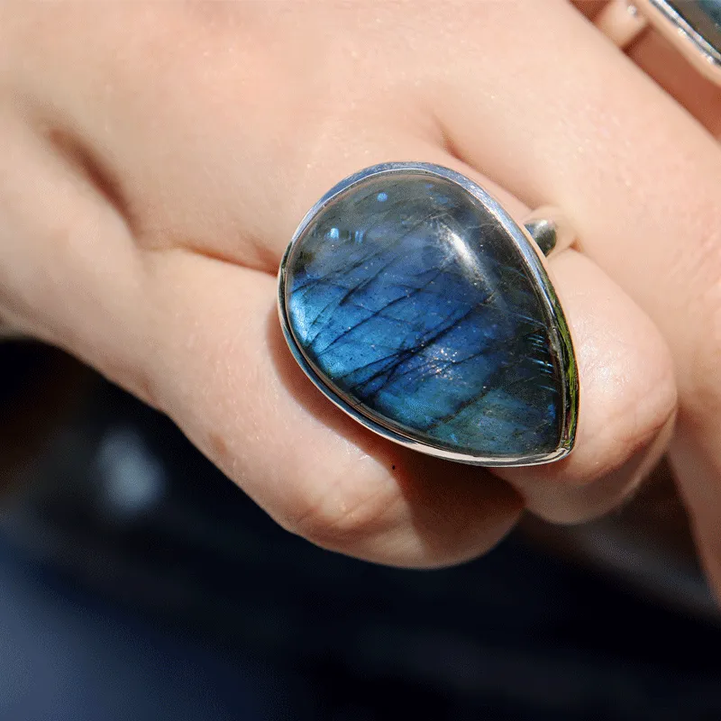 Clancy Labradorite Teardrop Ring