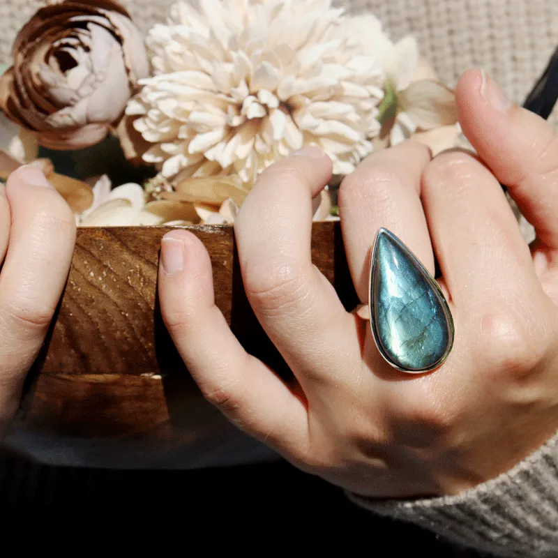 Clancy Labradorite Teardrop Ring