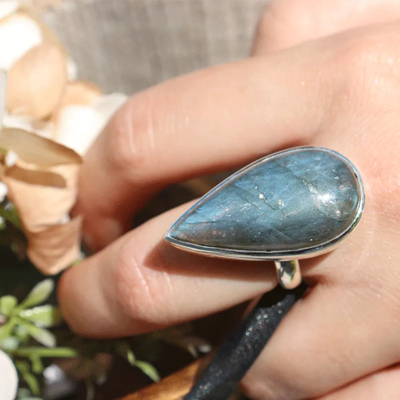 Clancy Labradorite Teardrop Ring