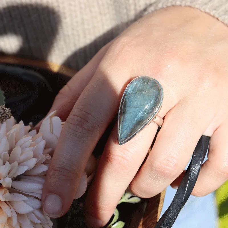 Clancy Labradorite Teardrop Ring