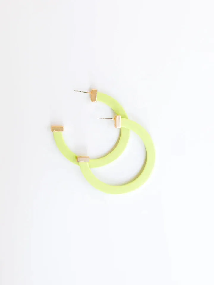 Classic Acrylic Large Hoops in Lime