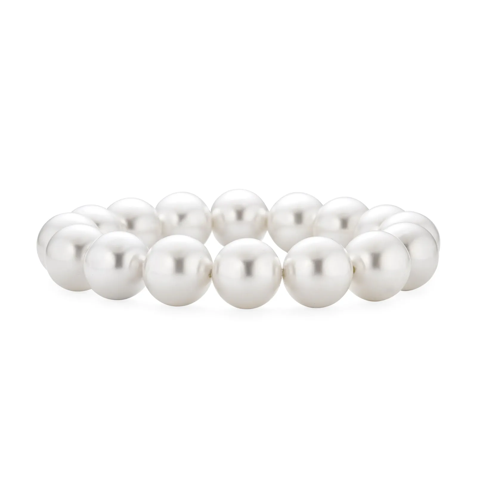 Classic Round Imitation White Pink Pearl Strand Stretch Bracelet Set 8,10,12MM