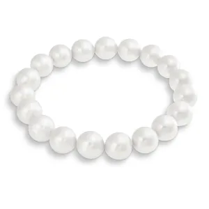 Classic Round Imitation White Pink Pearl Strand Stretch Bracelet Set 8,10,12MM