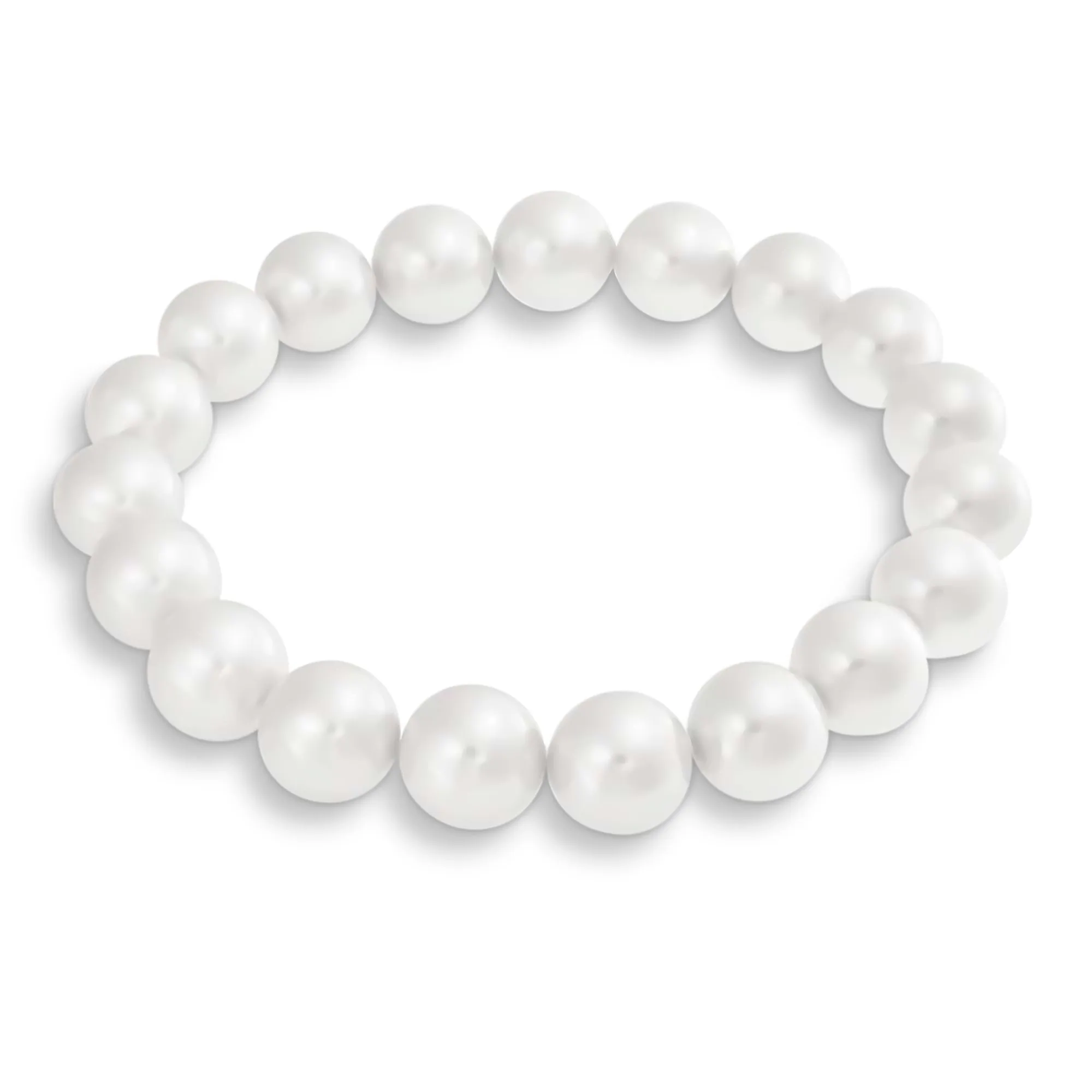 Classic Round Imitation White Pink Pearl Strand Stretch Bracelet Set 8,10,12MM