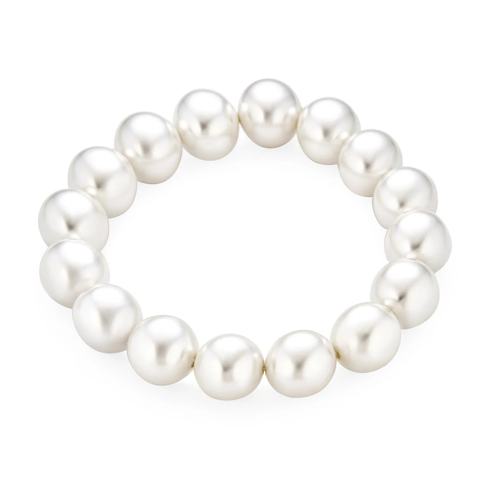 Classic Round Imitation White Pink Pearl Strand Stretch Bracelet Set 8,10,12MM