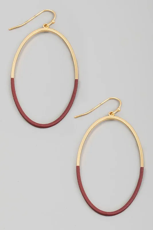 Color Dipped Thin Oval Earring