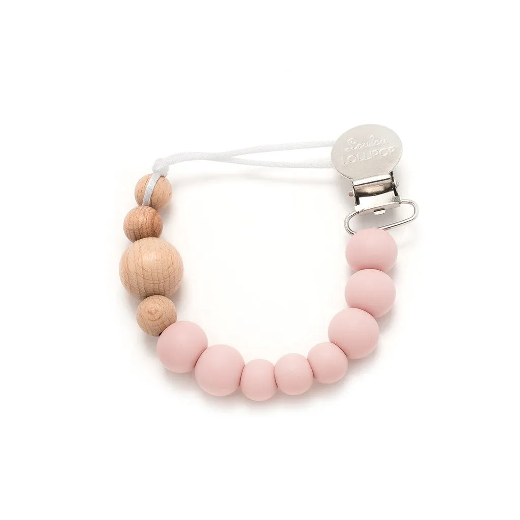 Colour Block Silicone & Wood Pacifier Clip